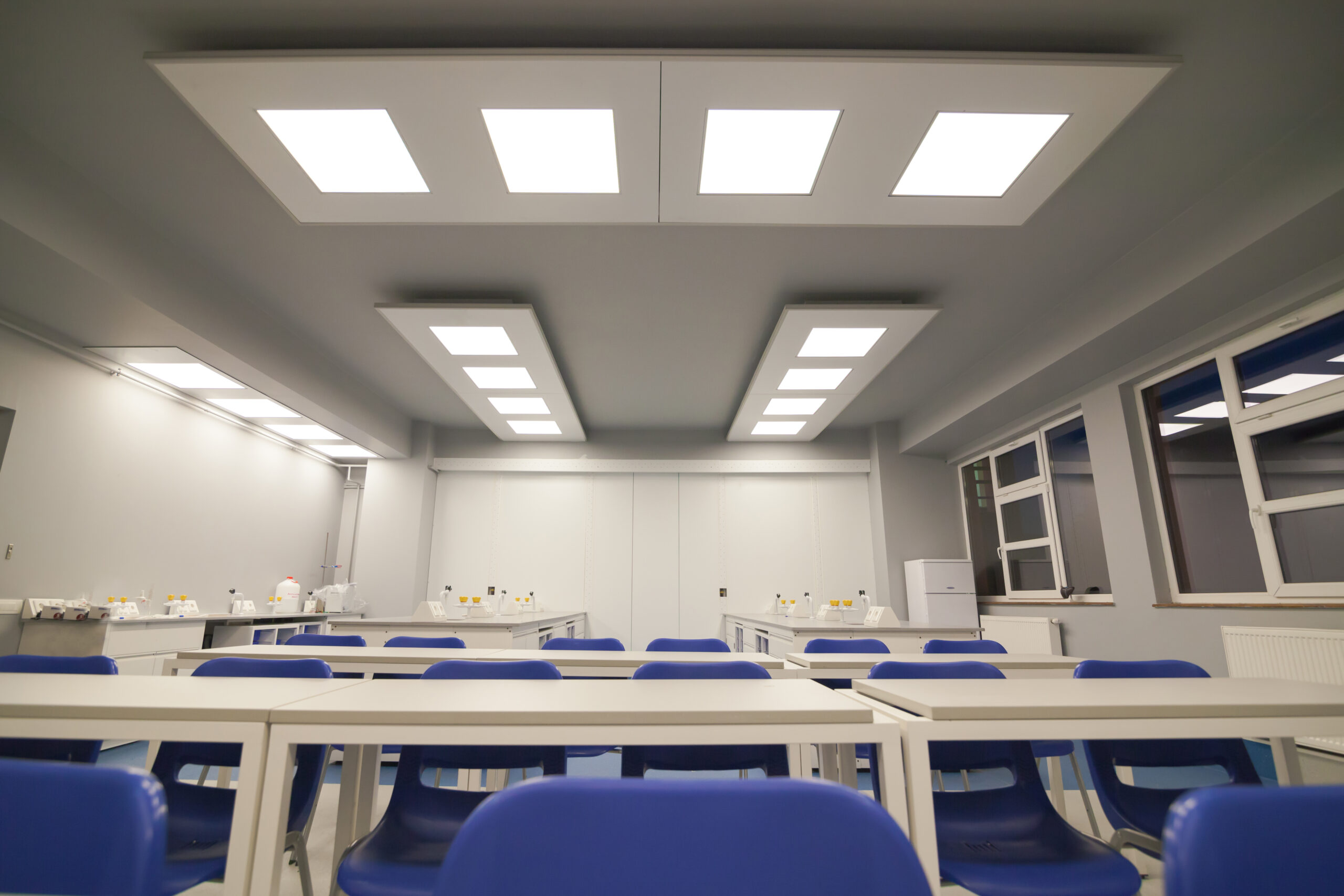 commercial lighting installation in class room